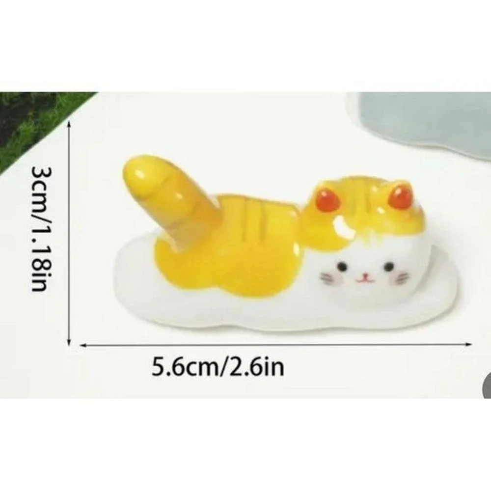 Ceramic Cat Chopstick‎ Holder Cute Spoon Holder Ginger cat New